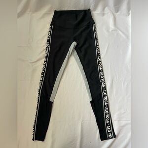 ALO Yoga High Waist Logo Black Leggings With Mesh Bottoms